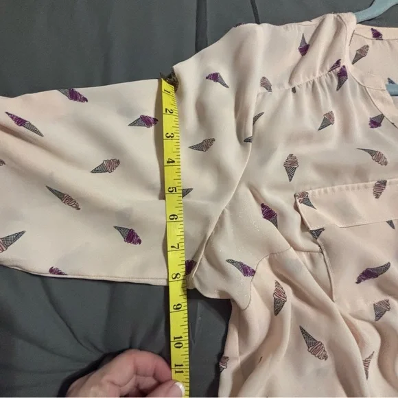 Torrid Pale Pink Blouse with Purple Ice Cream Cone Pattern - Picture 11 of 13
